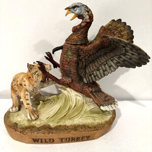 Wild Turkey vs Bobcat Decanter No 2 Limited Edition 1983 Ceramic EMPTY VTG